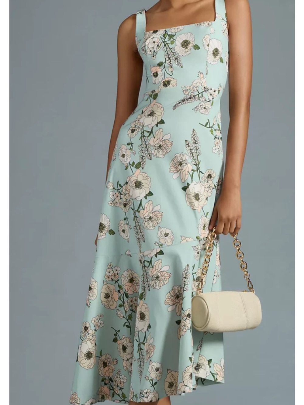 Anthropologie Ariana Square-Neck Asymmetrical Ruffle-Hem Size Small Floral